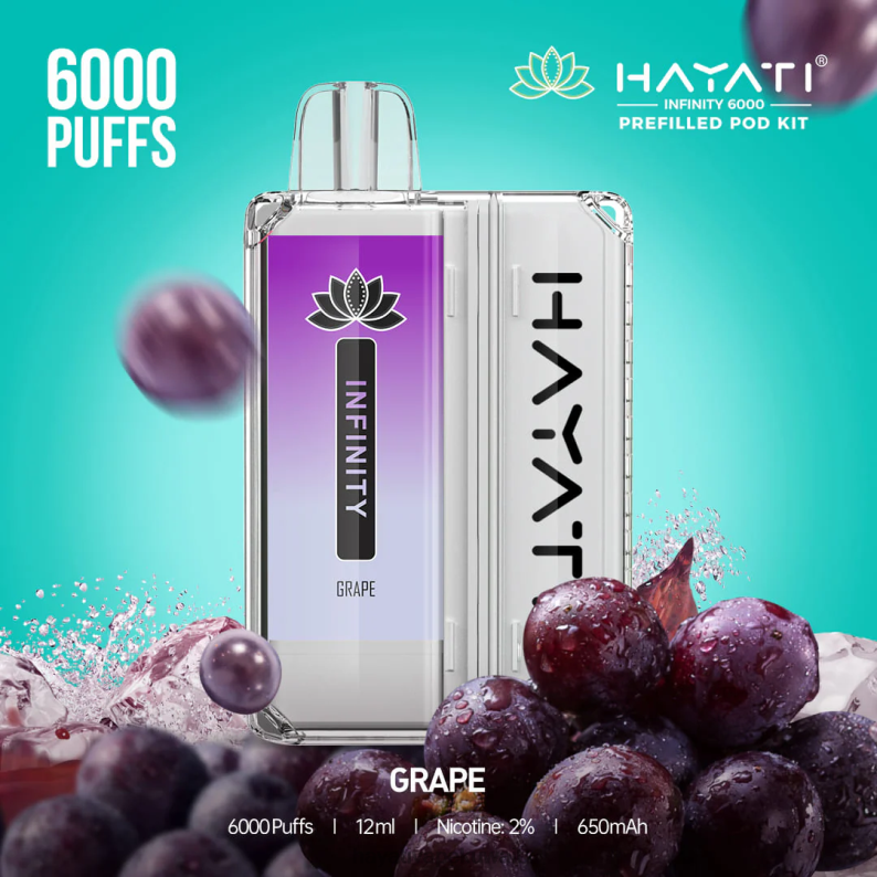 Hayati flavour vapes - Hayati Infinity 6000 مجموعة جراب عنب DFR47T150
