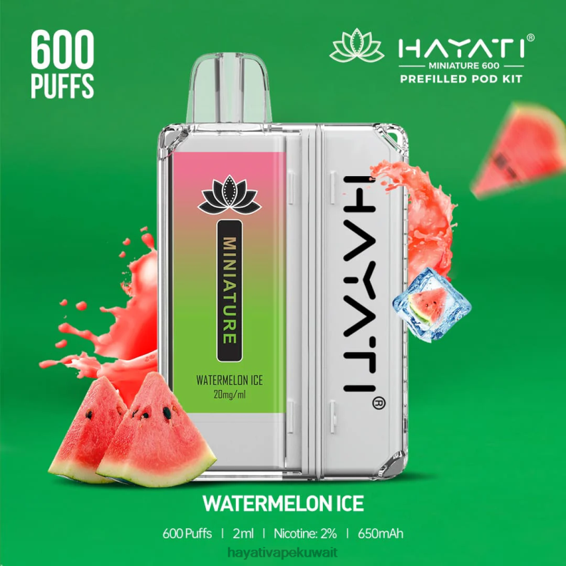 Hayati flavour vapes - Hayati Miniature 600 مجموعة جراب ثلج البطيخ DFR47T50
