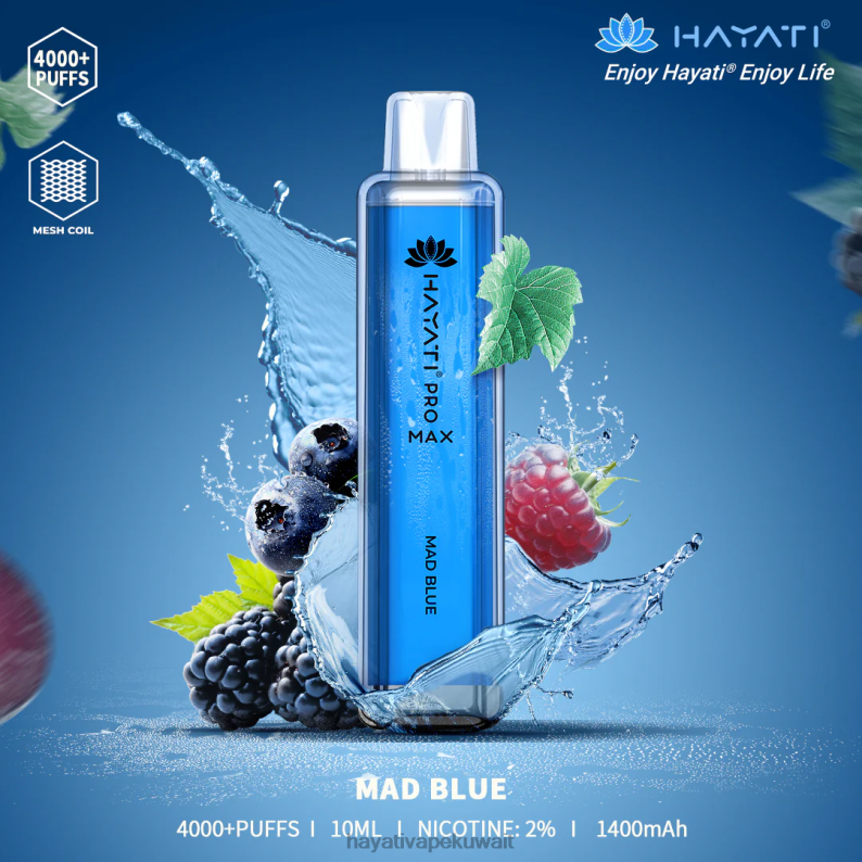 Hayati flavour vapes - Hayati Pro Max يمكن التخلص منه الأزرق المجنون DFR47T110