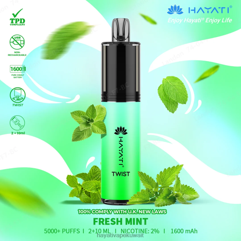 Hayati flavour vapes - Hayati Twist يمكن التخلص منه نعناع طازج DFR47T70