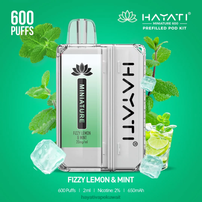 Hayati vape Kuwait - Hayati Miniature 600 مجموعة جراب ليمون ونعناع غازي DFR47T33