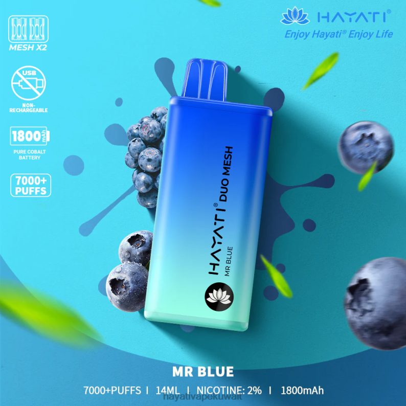Hayati vape flavours - Hayati Duo Mesh يمكن التخلص منه السيد الأزرق DFR47T174
