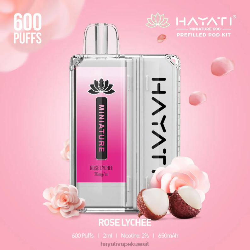 Hayati vape flavours - Hayati Miniature 600 مجموعة جراب روز ليتشي DFR47T44