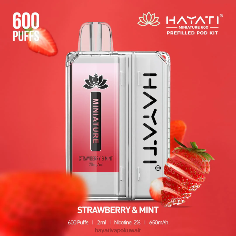 Hayati vape near me - Hayati Miniature 600 مجموعة جراب الفراولة والنعناع DFR47T46