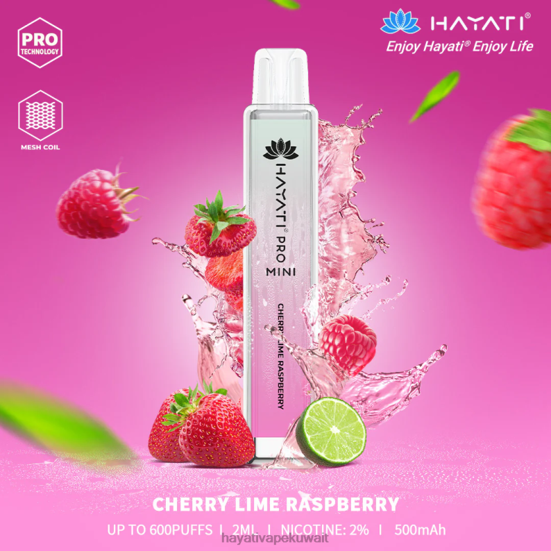 Hayati vape near me - Hayati Pro Mini يمكن التخلص منه الكرز، الجير، التوت DFR47T26