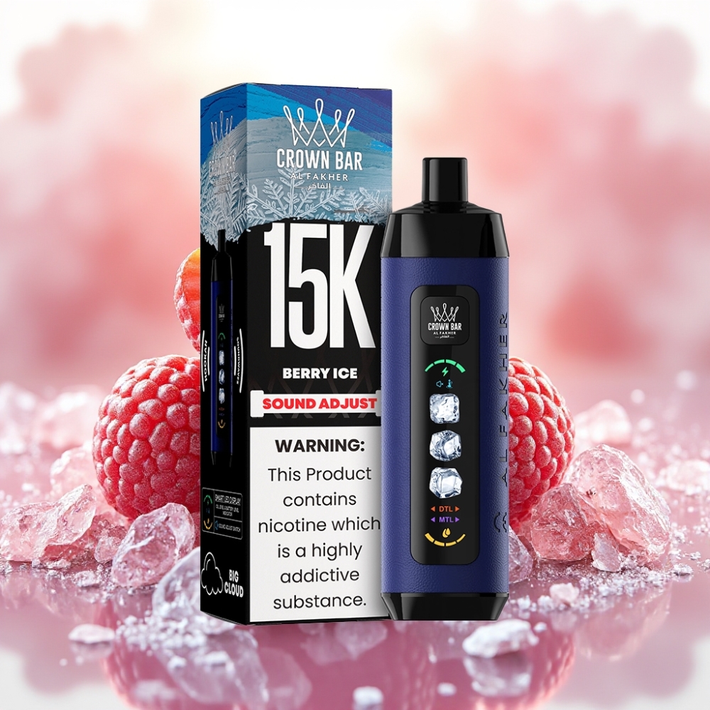 Al Fakher 15k سحاب قابل للتعديل بتوت مثلج شيشة إلكترونية 15000 نفخة شاشة LED بطارية 850mAh
