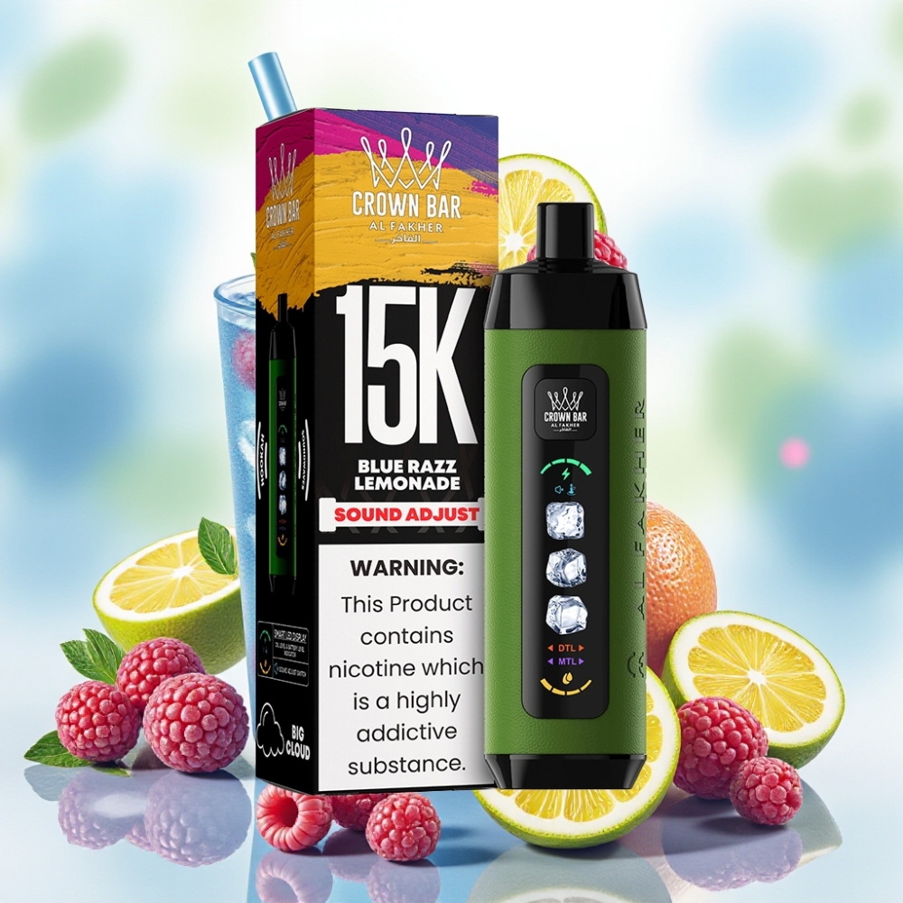 Al Fakher 15k Ice Adjust Clouds جهاز قابل للتصريف - توت أزرق ليمونادة 15000 نفخة شاشة LED سعة 22مل