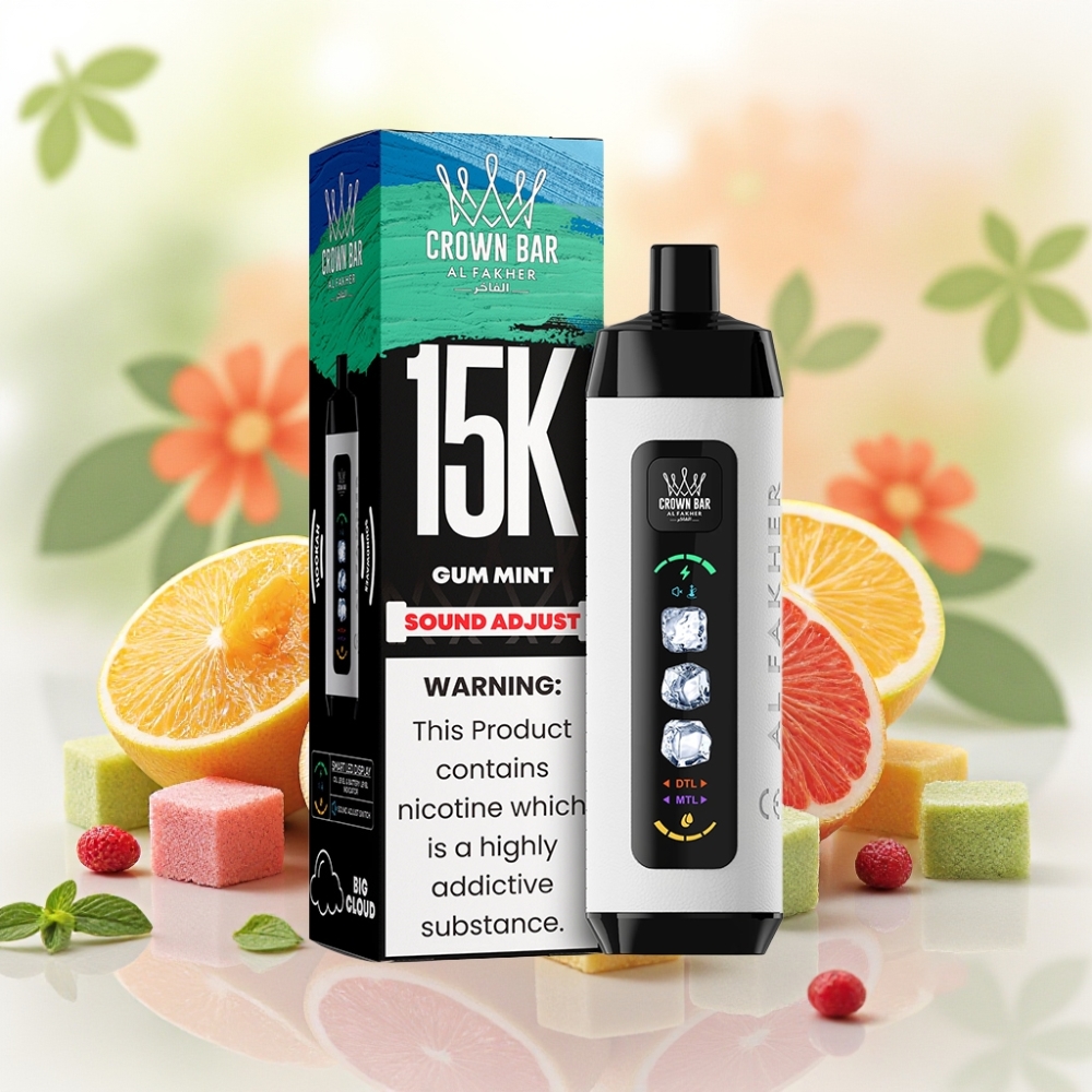 Al Fakher 15k Ice Adjust Clouds جهاز معطر بالنعناع 15000 نفخة شاشة LED سعة 22مل