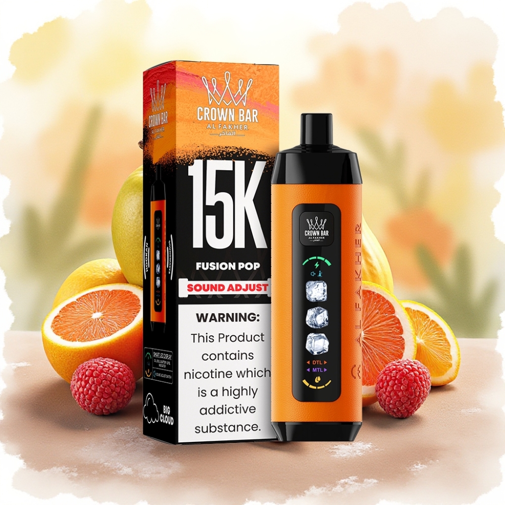 Al Fakher 15k Ice Adjust Clouds جهاز قابل للتصريف بشاشة LED بسعة 22مل ونيكوتين 5ملغم/مل