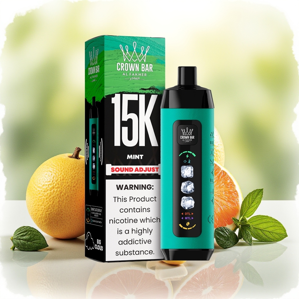Al Fakher 15k Ice Adjust Clouds جهاز قابل للتصرف بنكهة النعناع بشاشة LED وسعة 22مل