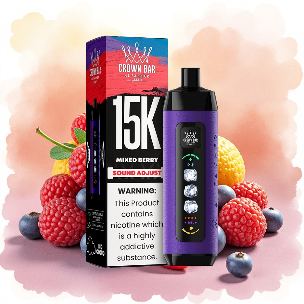 Al Fakher 15k Ice Adjust Clouds جهاز معطر بالنعناع يمكن التخلص منه بشاشة LED ونوع-C و 15000 نفخة
