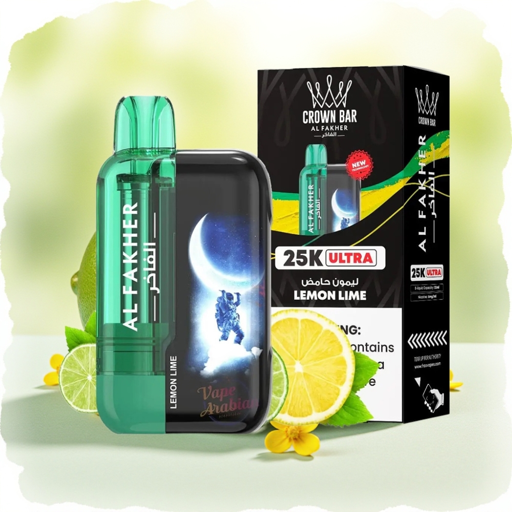 Al Fakher Crown Bar Ultra 25K 22ml Mesh Type-C ليمون لايم
