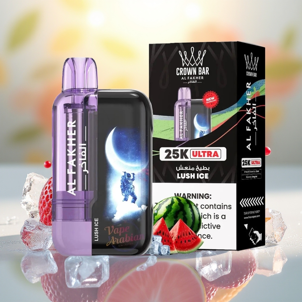 Al Fakher Crown Bar Ultra 25K بخاخ شبكة بنكهة لوش آيس
