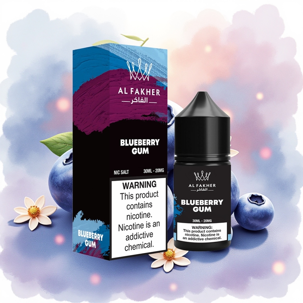 AL Fakher Nicotine Salt E-Liquid 30ml علبة مقاومة للأطفال بنكهة العلكة بالتوت الأزرق 20 ملغ