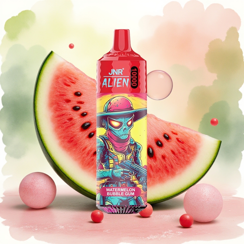 JNR Alien 10000 Puffs 850mAh بطارية نسيج 1.2 أوم Type-C بنكهة بطيخ علكة