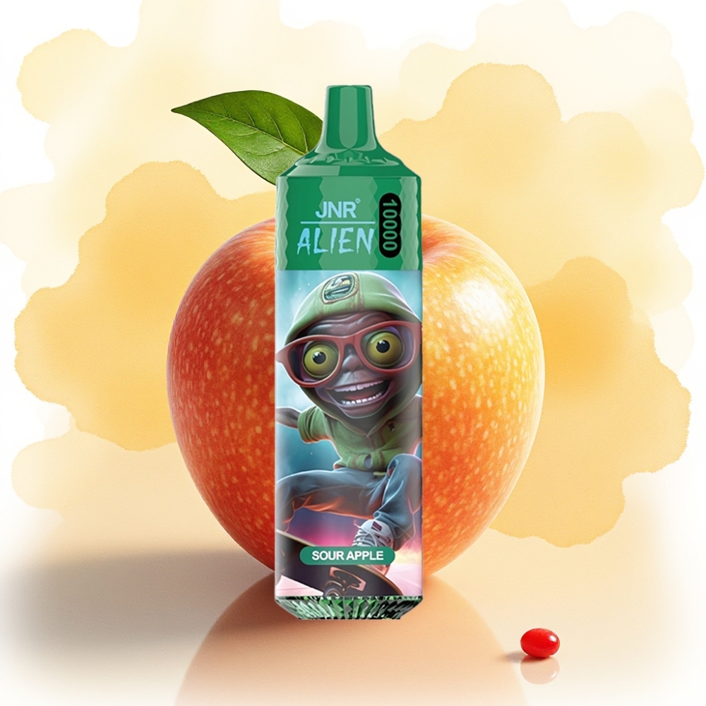 JNR Alien 10000 Puffs تفاحة حامضة بطارية 850mAh وشاحن Type-C