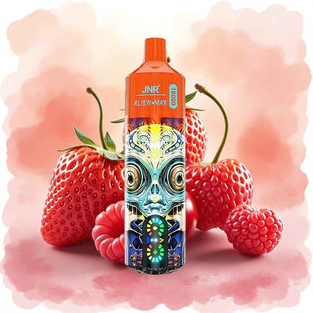 JNR Alien Max 18000 نَفَثات شاشة LED ذكية ونواة مزدوجة وفراولة توت كرز