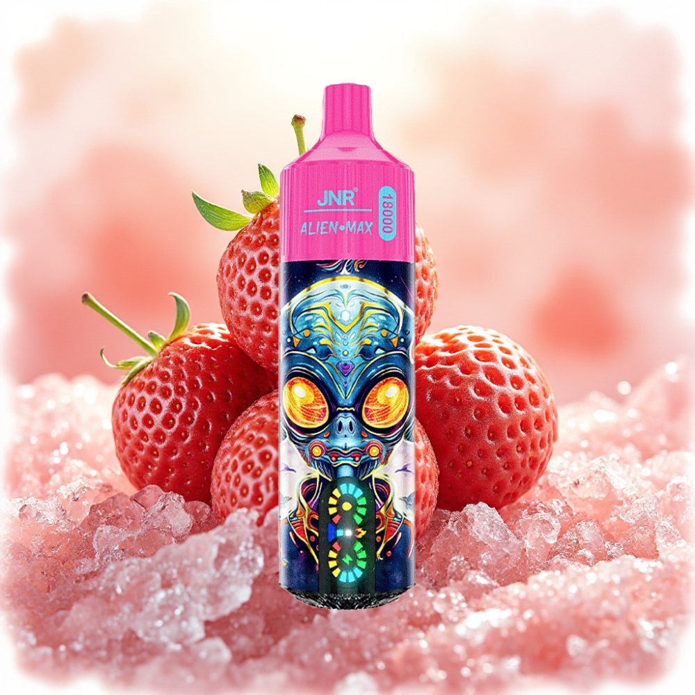 JNR Alien Max 18000 نفخة شاشة LED ذكية ونكهة فراولة مثلج