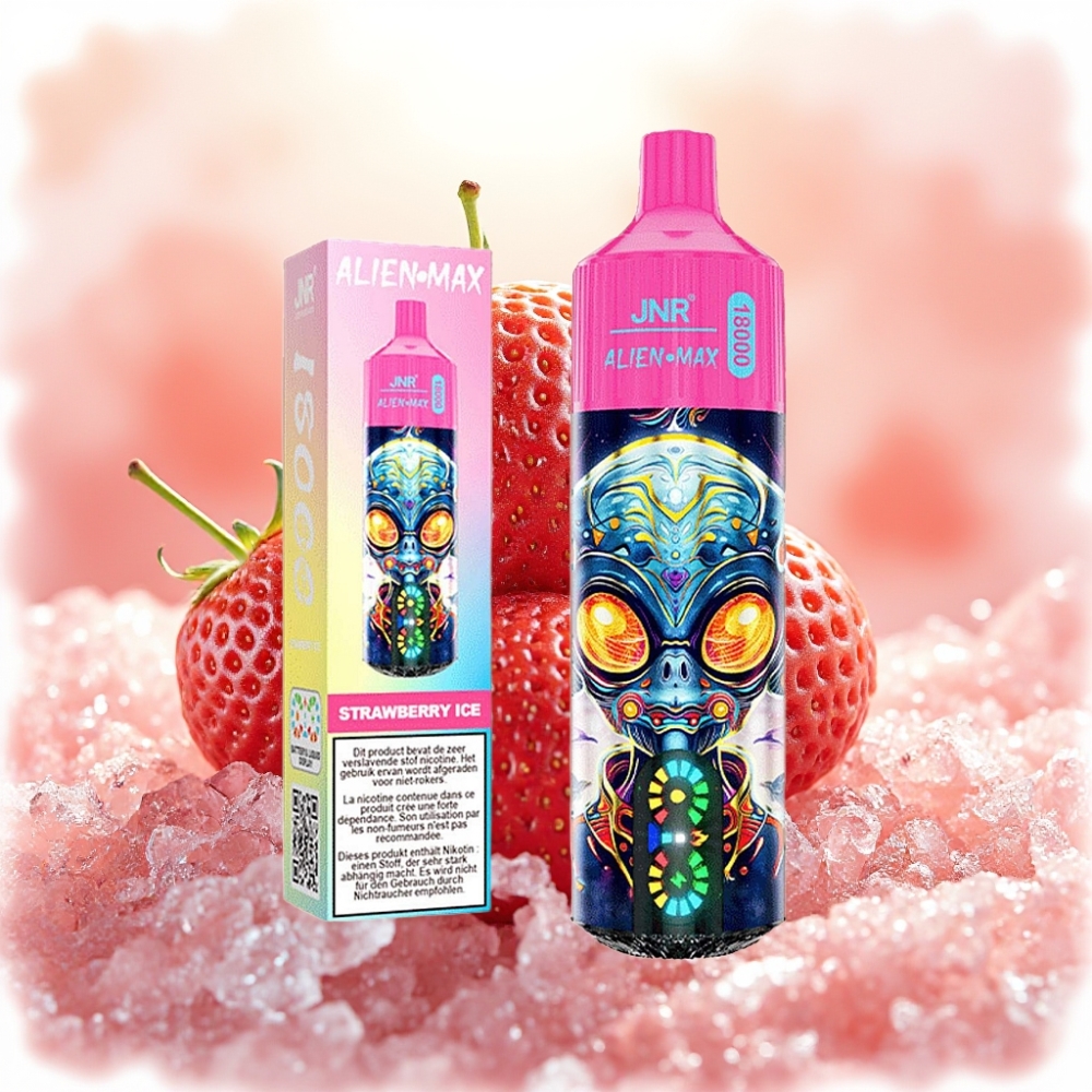 JNR Alien Max 18000 نفخة شاشة LED ذكية ونكهة فراولة مثلج