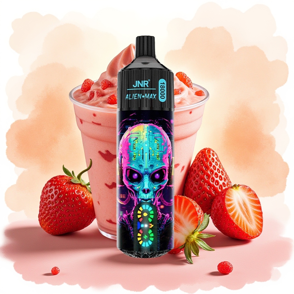 JNR Alien Max 18000 نفخة شاشة LED ذكية ونكهة فراولة هوبا بوبا