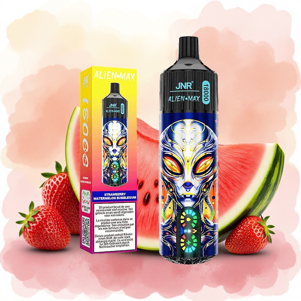 JNR Alien Max 18000 نفخة شاشة LED ذكية ونكهة فراولة بطيخ