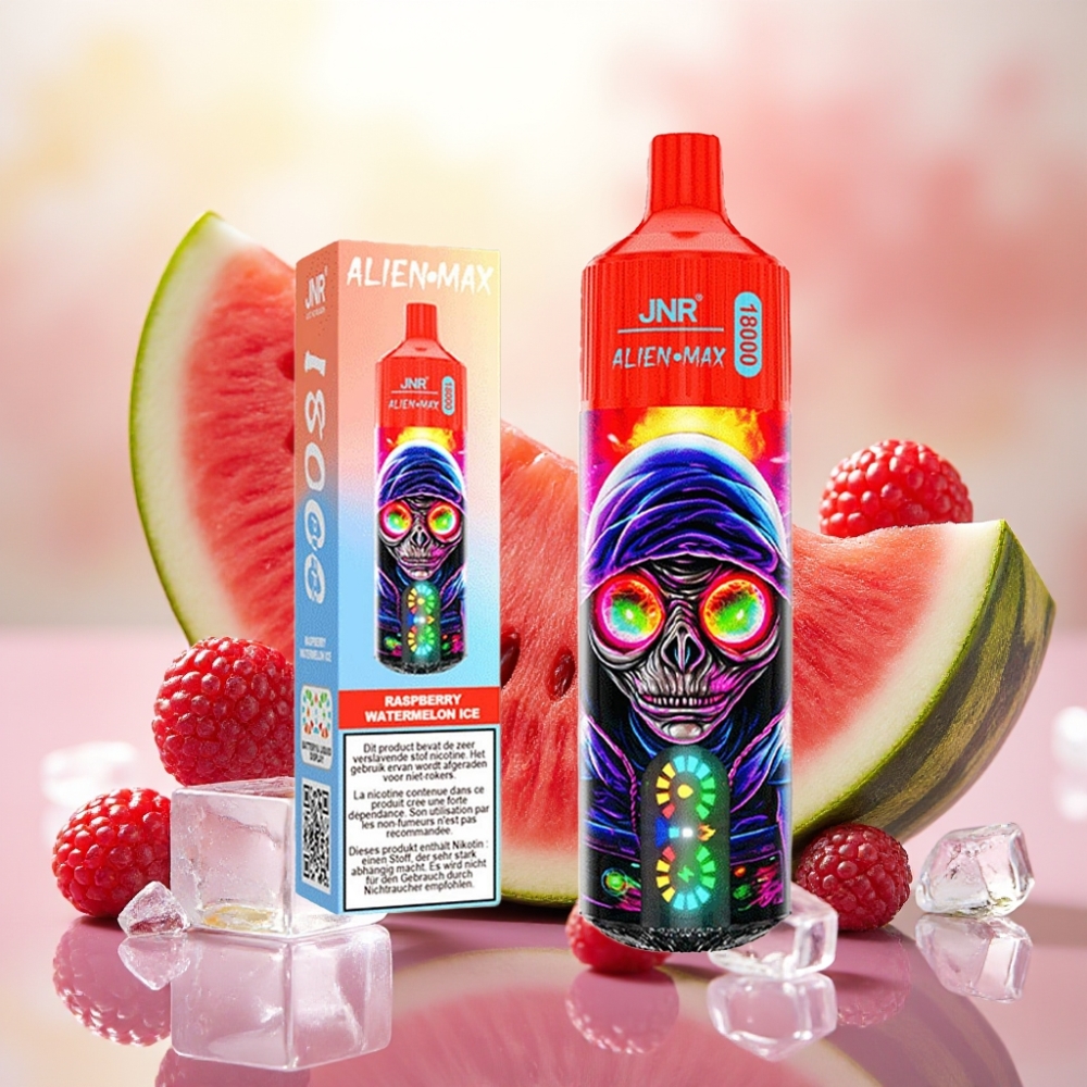 JNR Alien Max 18000 Puffs شاشة LED ذكية ونواة مزدوجة بطارية 850mAh توت عَلي - بطيخ مثلج