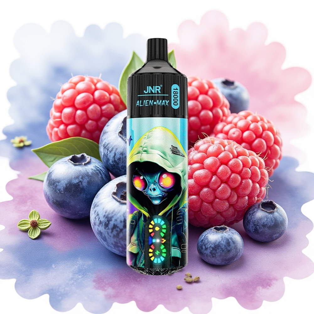 JNR Alien Max 18000 Puffs شاشة LED ذكية ونكهة توت العليق الأزرق