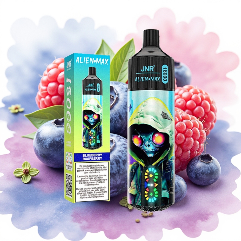 JNR Alien Max 18000 Puffs شاشة LED ذكية ونكهة توت العليق الأزرق