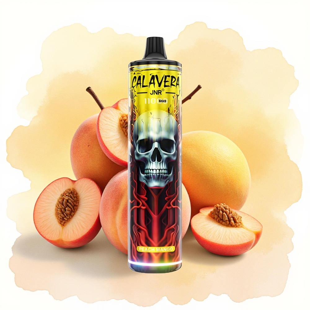 JNR Calavera 11000 نَفَث شيشة إلكترونية بطارية 850 مللي أمبير بنكهة خوخ مانجو
