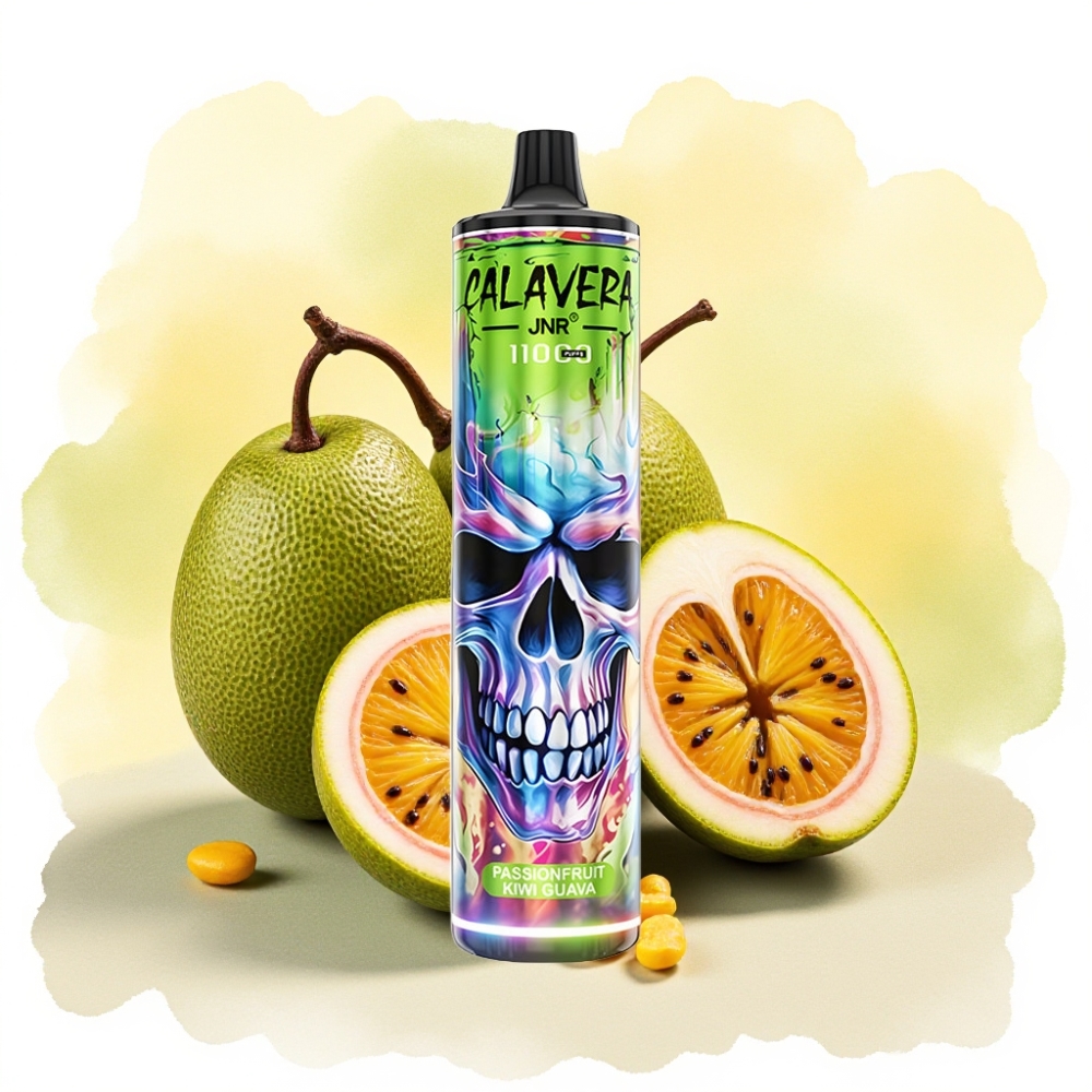 JNR Calavera 11000 Puffs شيشة الكترونية بطارية 850 مللي أمبير ونكهة فاكهة العاطفة والكيوي والجوافة