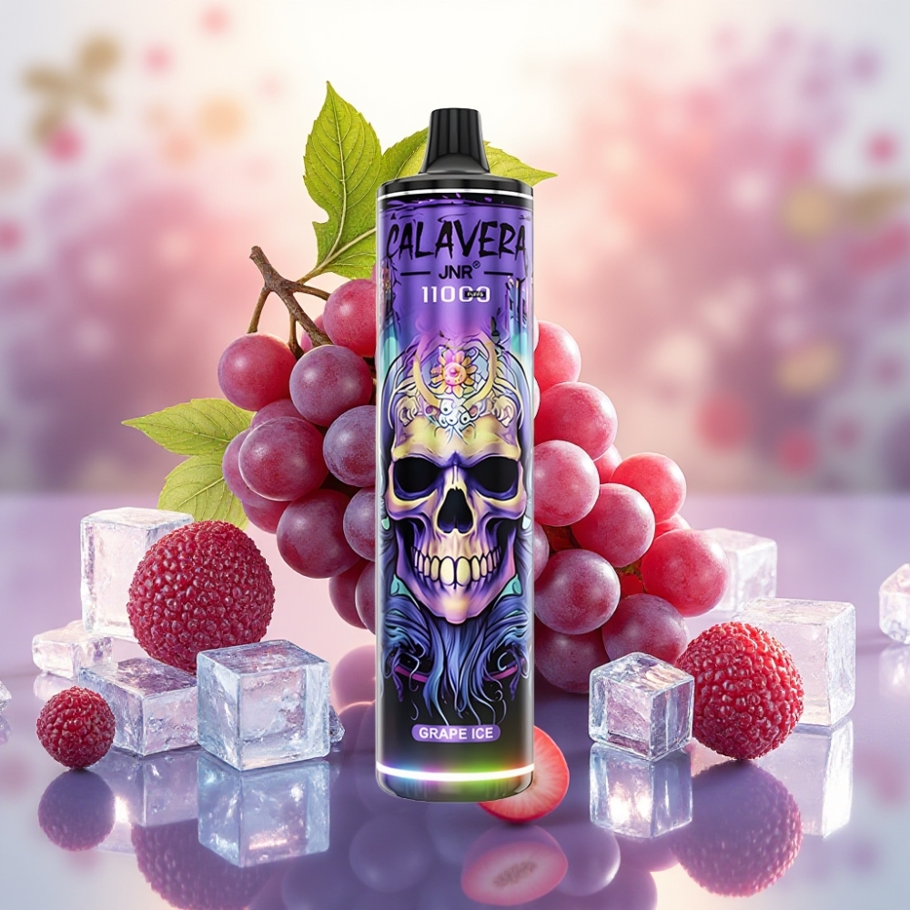 JNR Calavera 11000 Puffs شيشة إلكترونية عنب مثلج بشاحن Type-C وبطارية 850 مللي أمبير