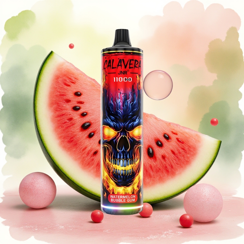 JNR Calavera 11000 نفخة شيشة كهربائية بطعم بطيخ علكة بوب وشاحن Type-C