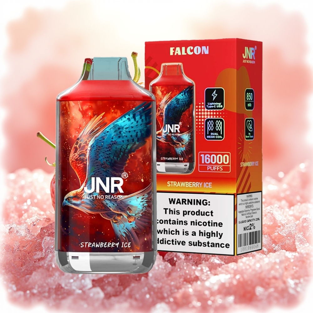 JNR Falcon 16000 Puffs فراولة مثلجة شاشة ذكية شحن مزدوج