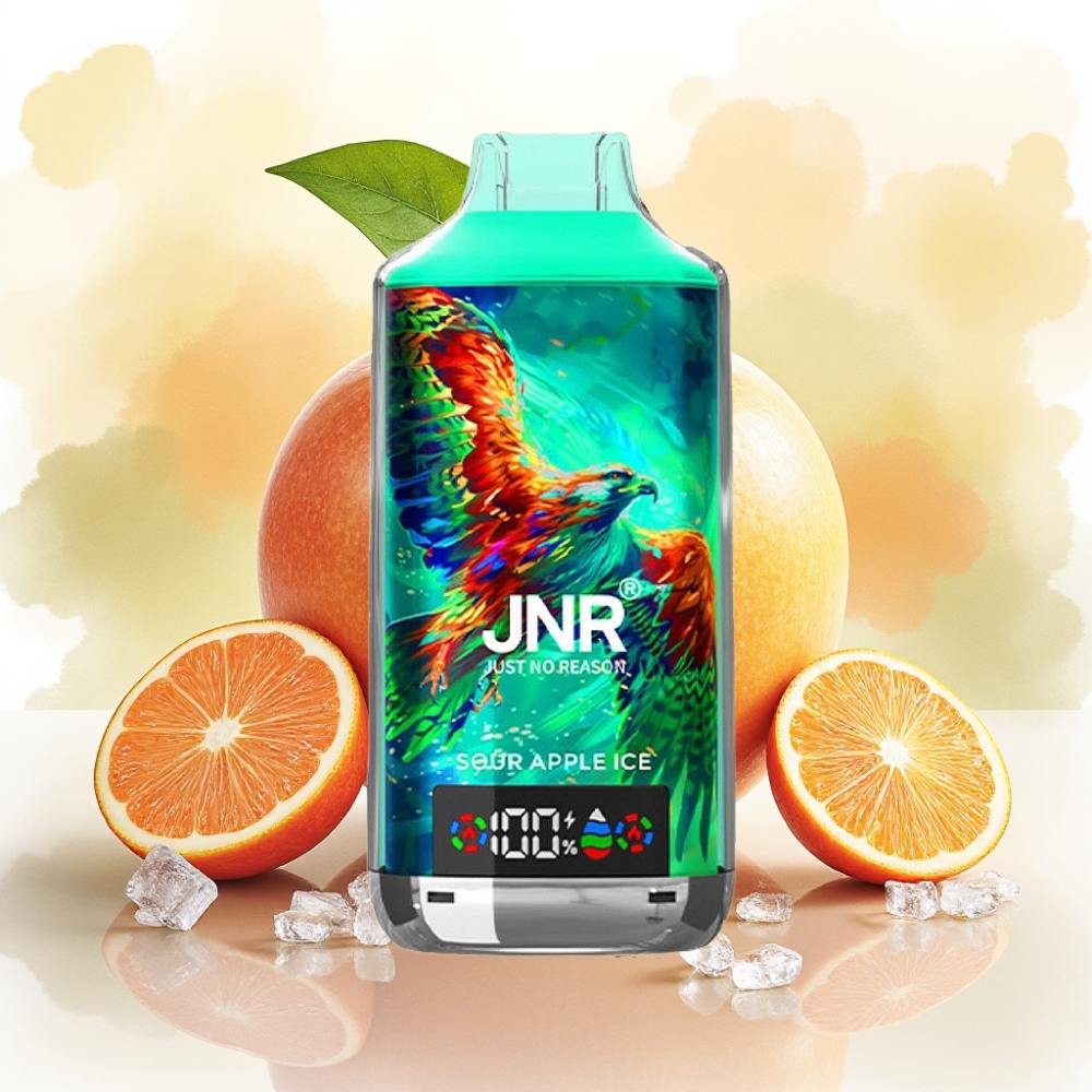 JNR Falcon X 18000 Puffs 750mAh تفاحة خضراء مثلجة شاشة رقمية