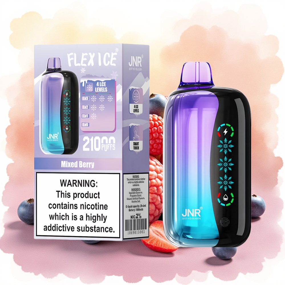 JNR Flex Ice 21000 نفخة شيشة إلكترونية بتوت متنوع مع شاشة لمس وضبط هواء
