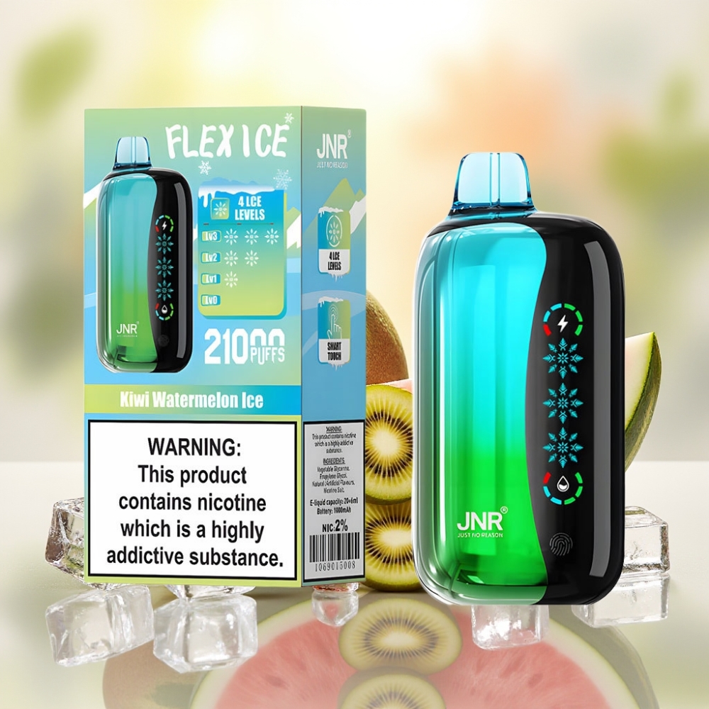 JNR Flex Ice 21000 نَفخة شيشة إلكترونية بتعديل الثلج ونكهة الكيوي البطيخ المثلج