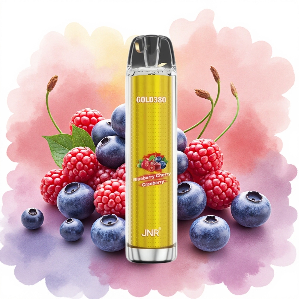 JNR Gold380 6000 نفخة سيجارة إلكترونية قابلة للتخلص بنكهة التوت الأزرق والكرز والتوت البري