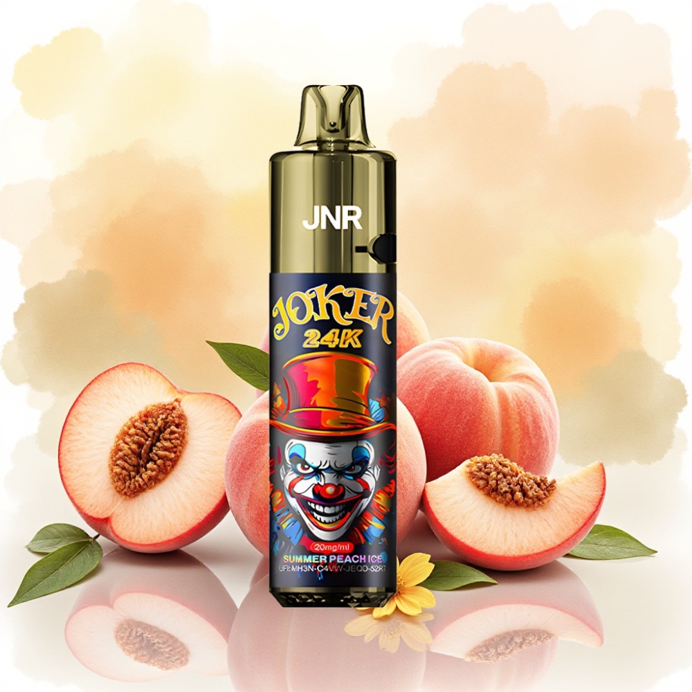 JNR Joker 24K Puffs جهاز تبخير 10مل مع بطارية 800 مللي أمبير ونكهة خوخ صيفي مثلج
