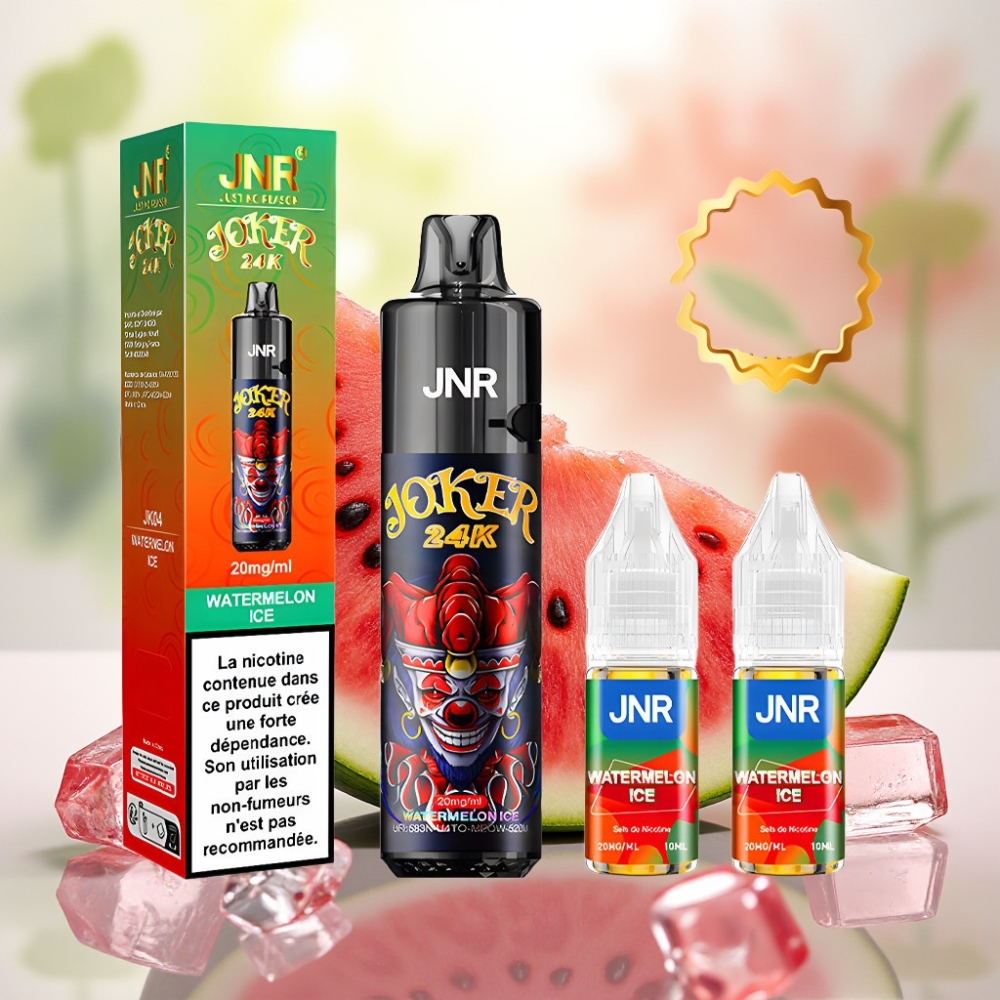 JNR Joker 24K Puffs سحبة قابلة لإعادة الملء 10مل بطارية 800mAh بطيخ مثلج