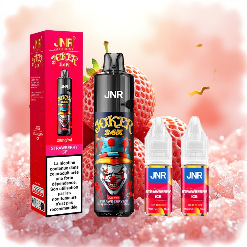 JNR Joker 24K Puffs ستروبيري آيس 2+10مل إعادة تعبئة بطارية 800 مللي أمبير