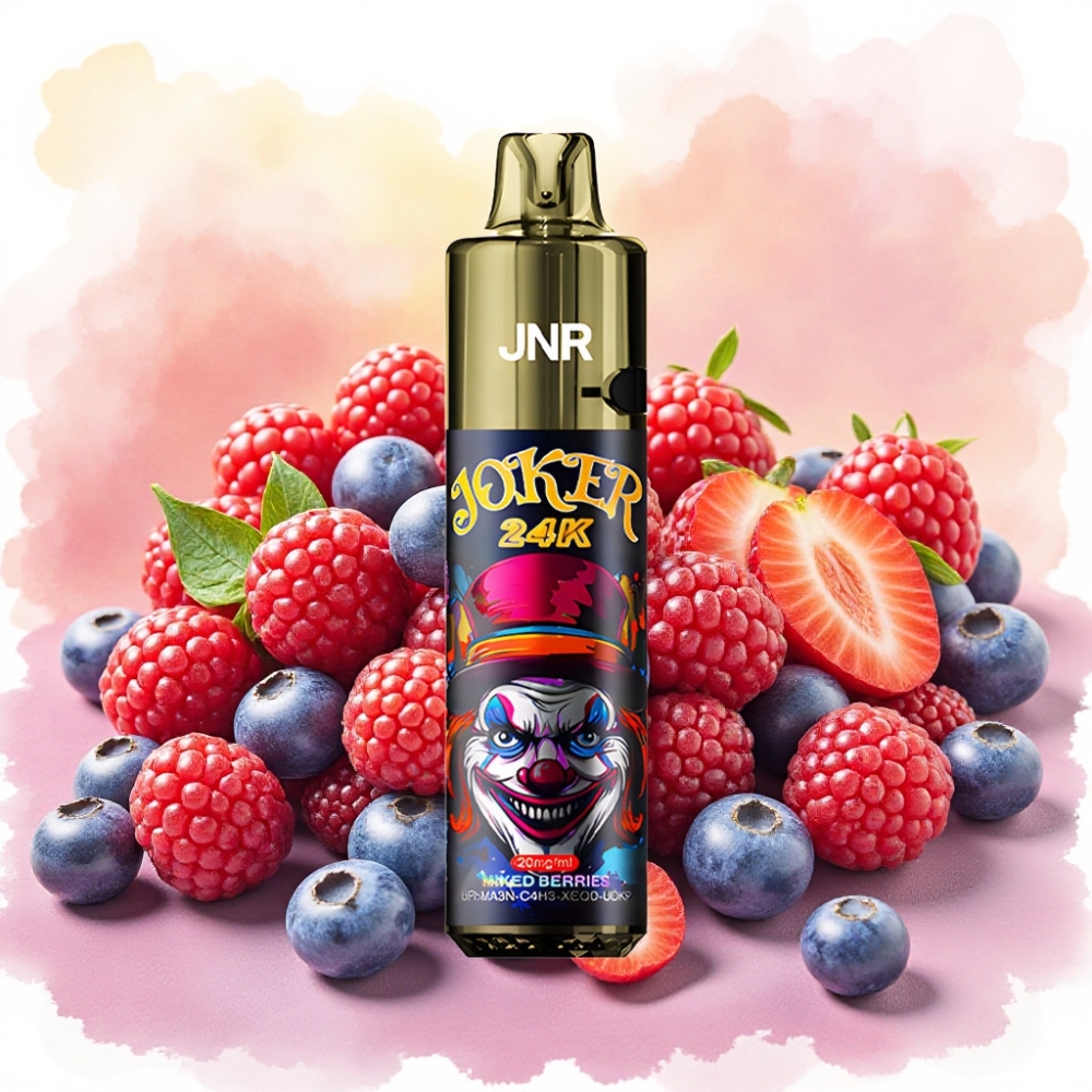 JNR Joker 24K Puffs سحابة إلكترونية قابلة لإعادة الملء بطارية 800mAh نكهة التوت المختلط