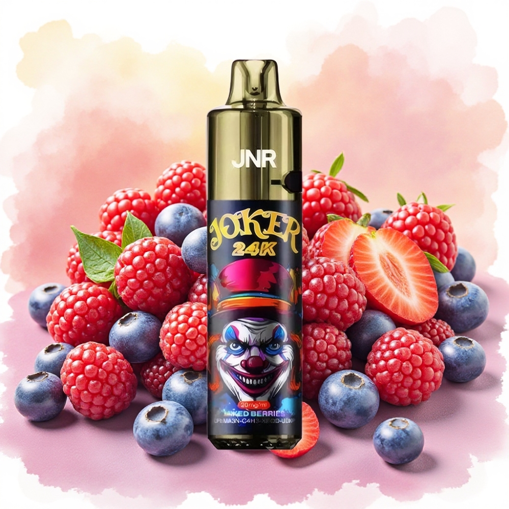 JNR Joker 24K Puffs سحابة إلكترونية قابلة لإعادة الملء بطارية 800mAh نكهة التوت المختلط