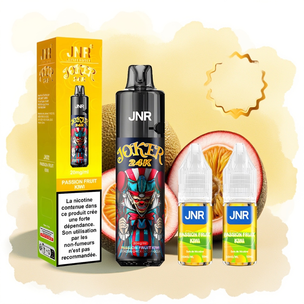 JNR Joker 24K Puffs شعلة فواكه العاطفة والكيوي مع بطارية 800mAh وشحن Type-C