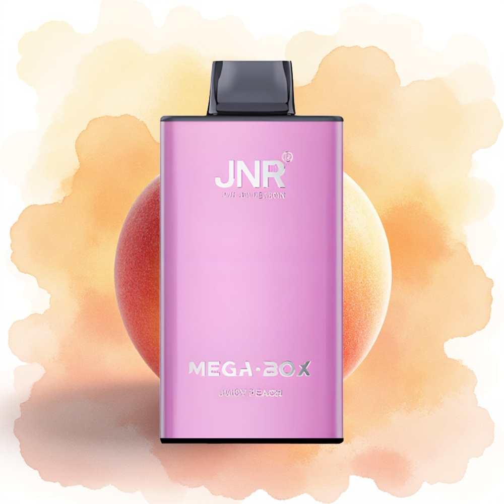 JNR Mega Box 25000 نفخة بخاخ قابل للتصرف بنكهة الخوخ العصيري، سعة 30مل، بطارية 850مللي أمبير