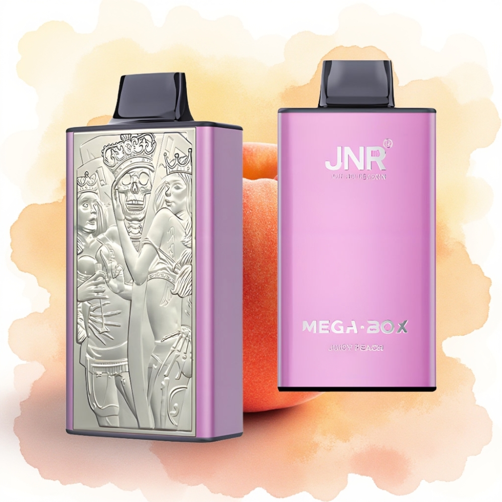 JNR Mega Box 25000 نفخة بخاخ قابل للتصرف بنكهة الخوخ العصيري، سعة 30مل، بطارية 850مللي أمبير