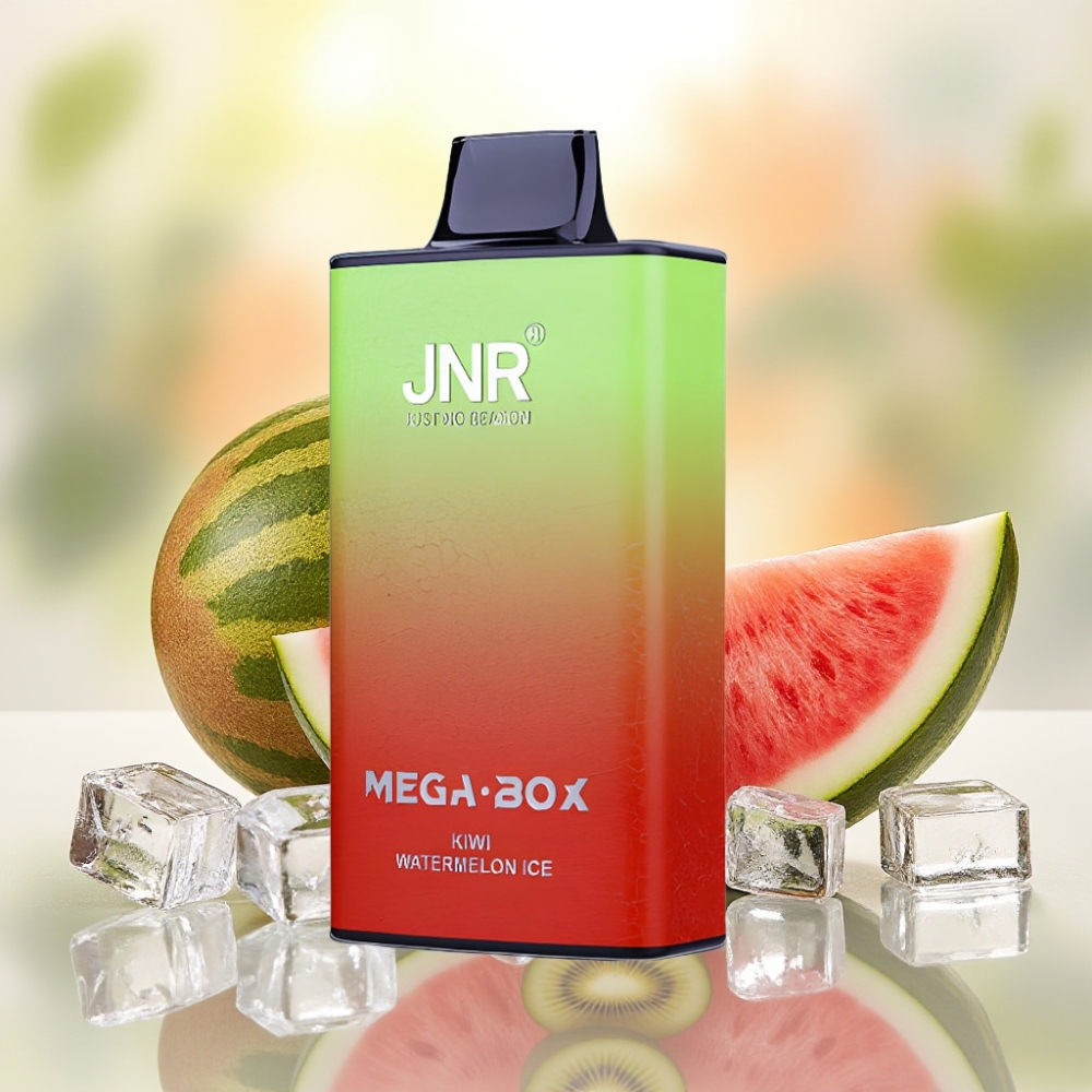 JNR Mega Box 25000 Puff جهاز تبخير قابل للتخلص منه بنكهة الكيوي والبطيخ المثلج بسعة 30 مل وضمان 850 مللي أمبير