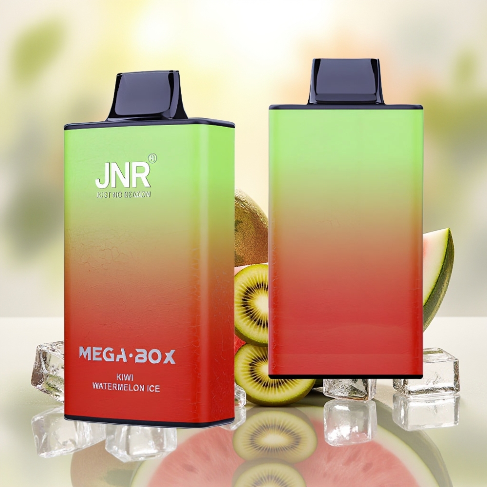 JNR Mega Box 25000 Puff جهاز تبخير قابل للتخلص منه بنكهة الكيوي والبطيخ المثلج بسعة 30 مل وضمان 850 مللي أمبير