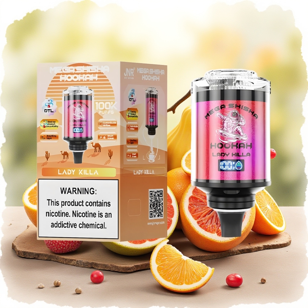 JNR Mega Shisha Hookah 100K شاشة ذكية 2200mAh سيدة القاتلة