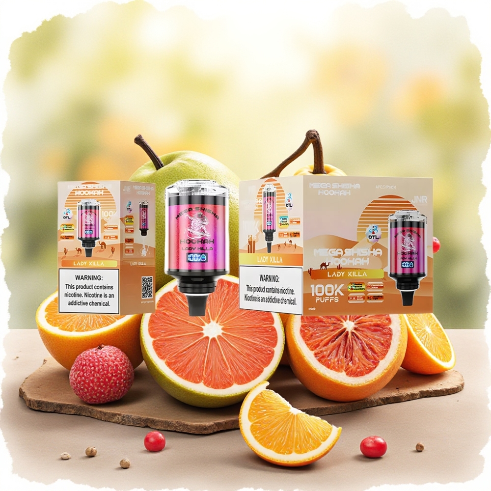 JNR Mega Shisha Hookah 100K شاشة ذكية 2200mAh سيدة القاتلة