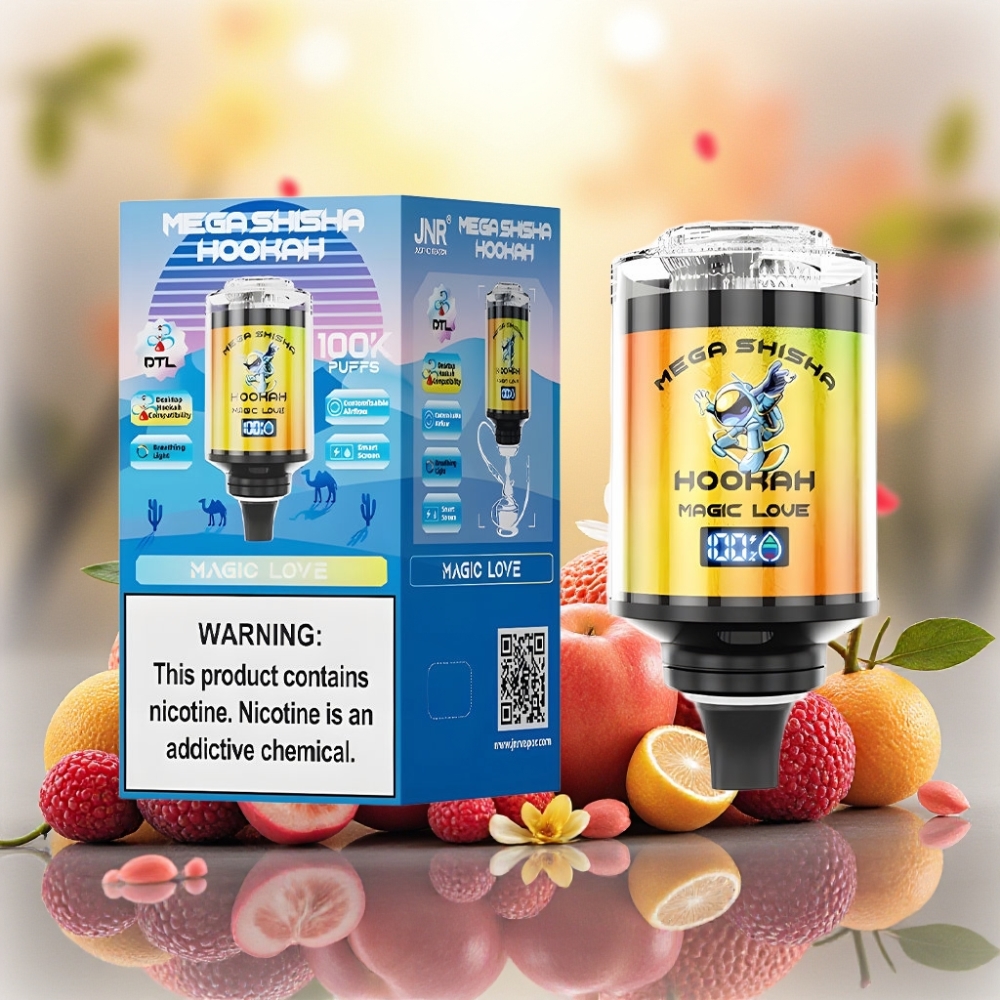 JNR Mega Shisha Hookah 100K شاشة ذكية سعة 60ml نوع-C سحر الحب